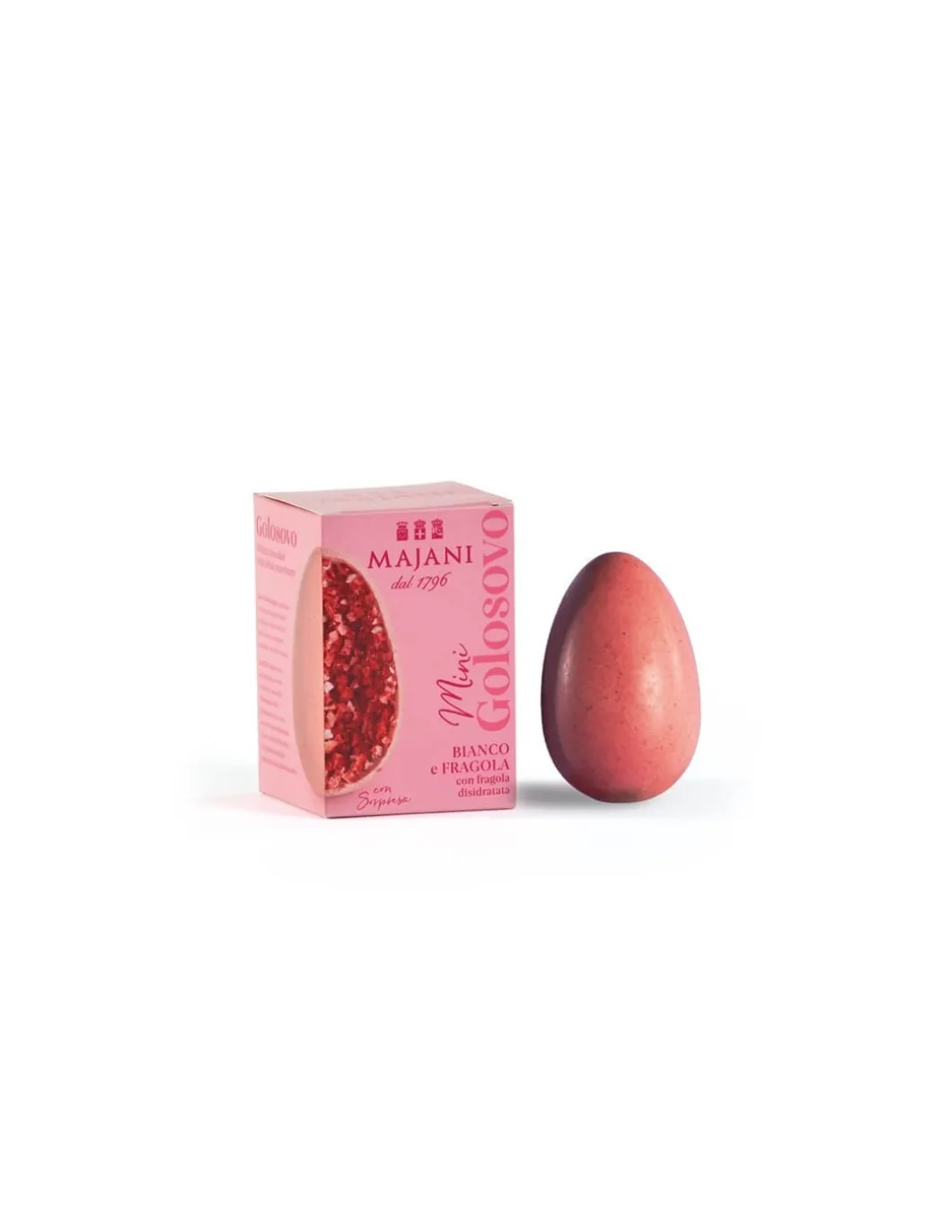 Golosovino Uovo Di Cioccolato Bianco Alla Fragola Con Granella Di Fragole Liofilizzate - Majani