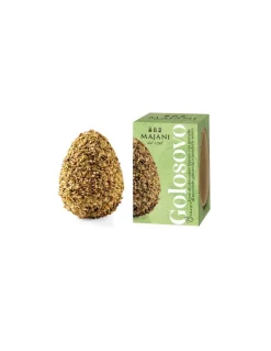 Golosovino Uovo Di Cioccolato Bianco Ricoperto Di Pistacchi 20% E Granella Di Mandorle Salate 20%