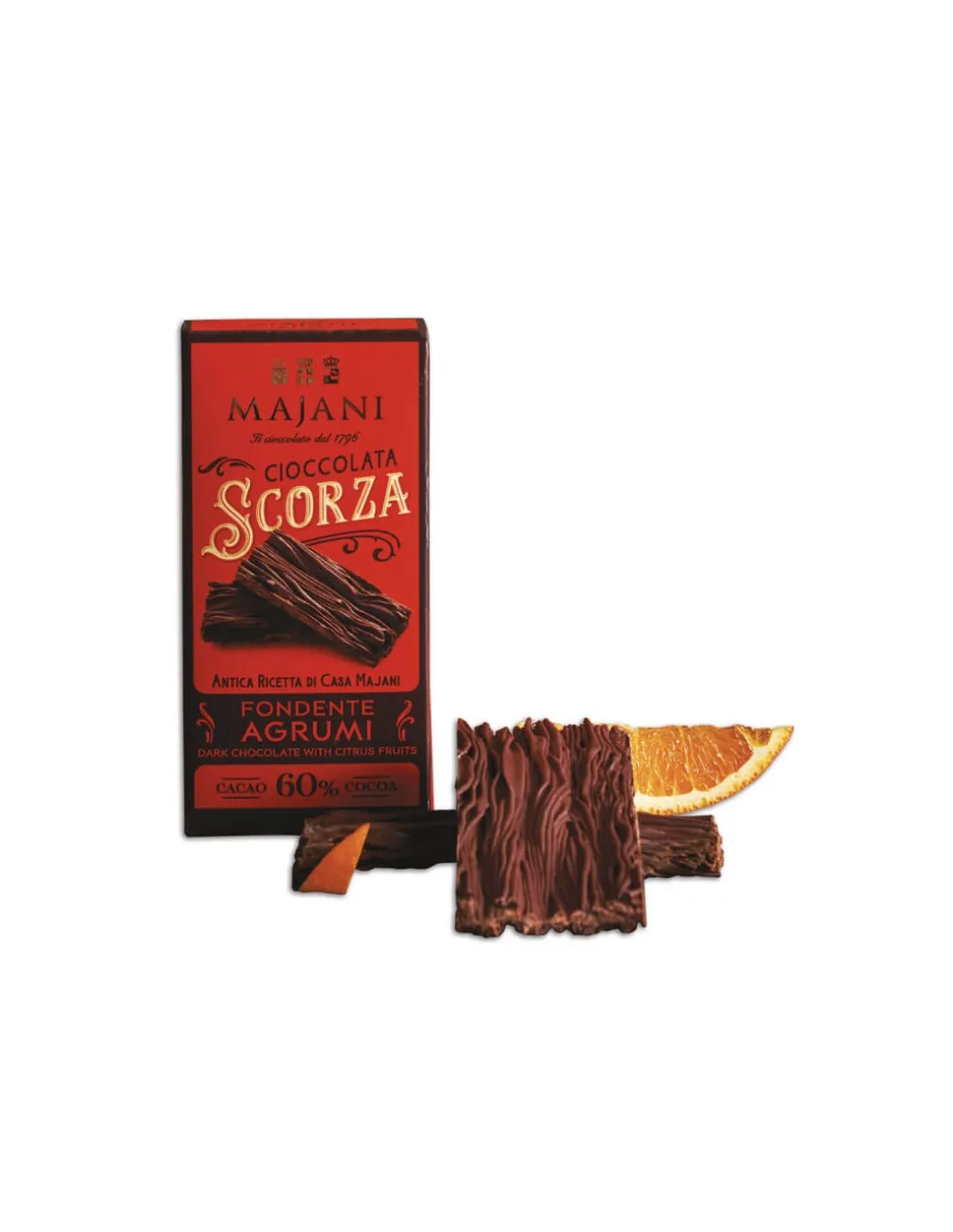 Scorza di Finissimo Cioccolato Fondente Extra agli Agrumi - Majani 38 g