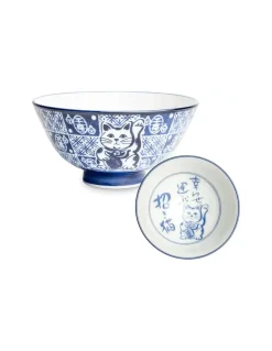 Set Di 4 Ciotole Giapponesi Con Bacchette - Lucky Cat