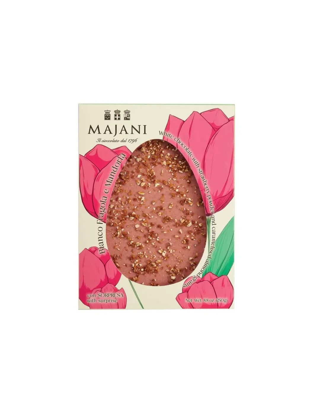 Uovo Platò Majani Bianco Con Fragola E Mandorla