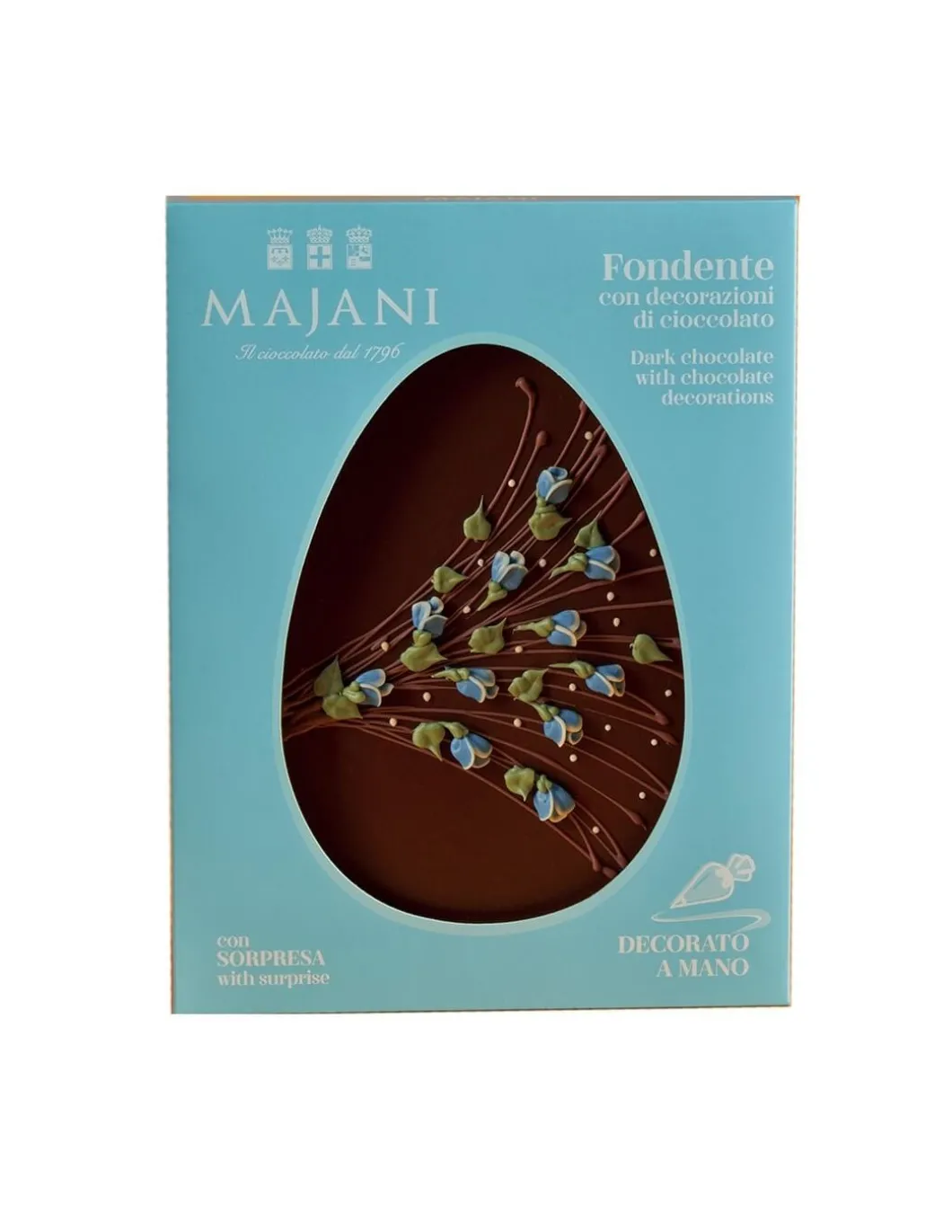 Uovo Platò Majani Fondente Con Decorazioni Di Cioccolato